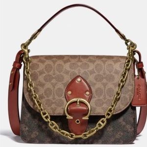 Coach Beat Shoulder Bag In Signature Canvas/Horse Carriage Gently Used.